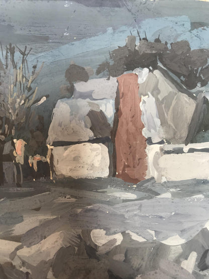 Oil painting Winter village landscape Sakhno Ludmila
