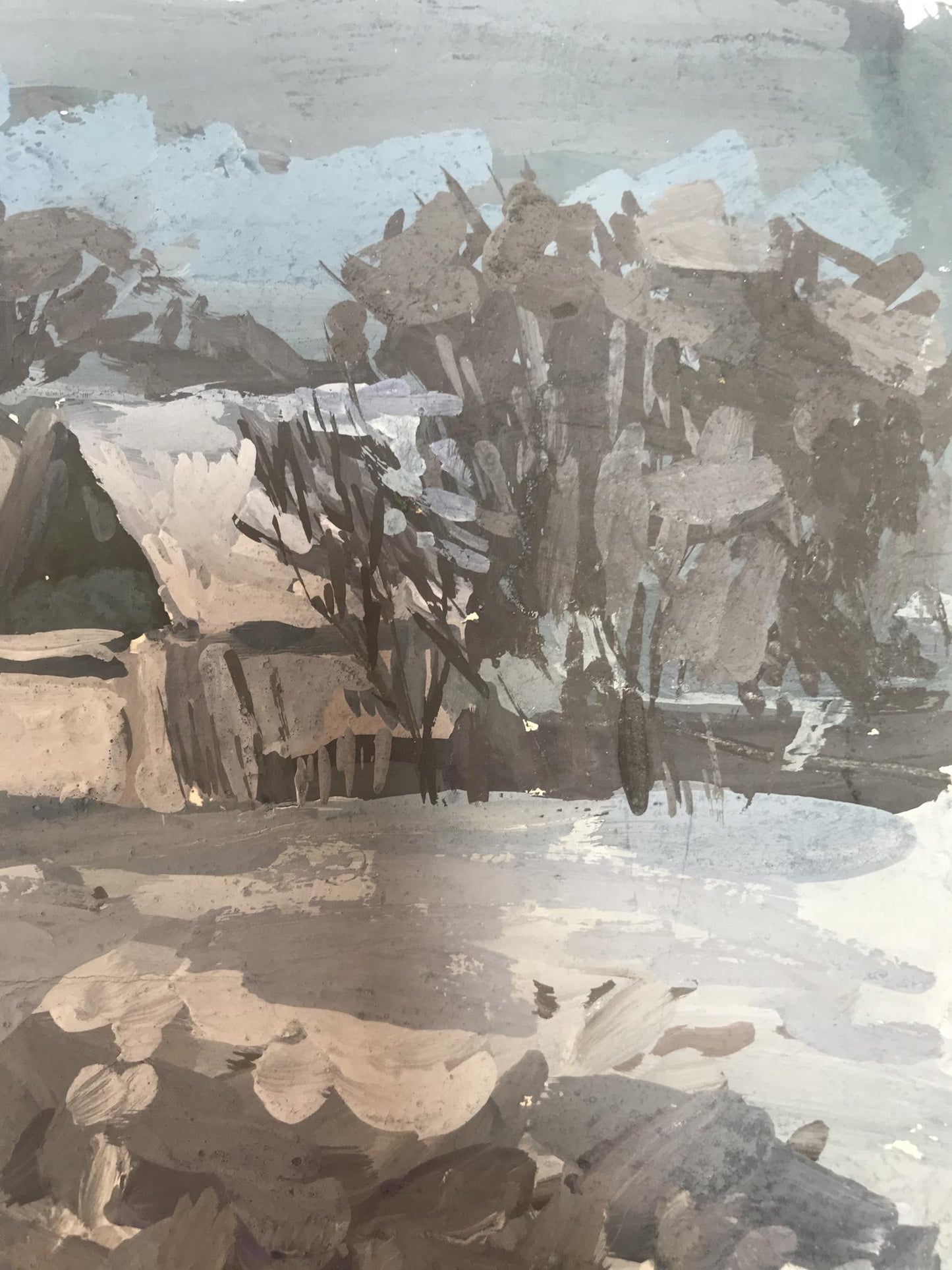 Oil painting Winter village landscape Sakhno Ludmila