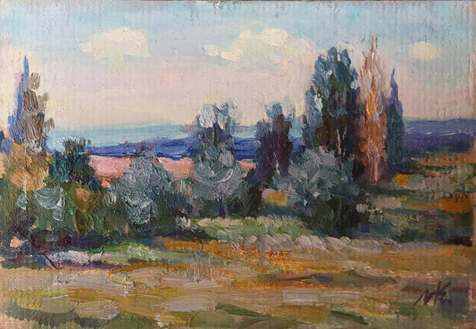 Oil painting Kakhovka reservoir Kuzeminsky Nikolay Borisovich