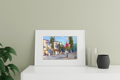Nikolay Borisovich Kuzeminsky's oil artwork captures a cityscape