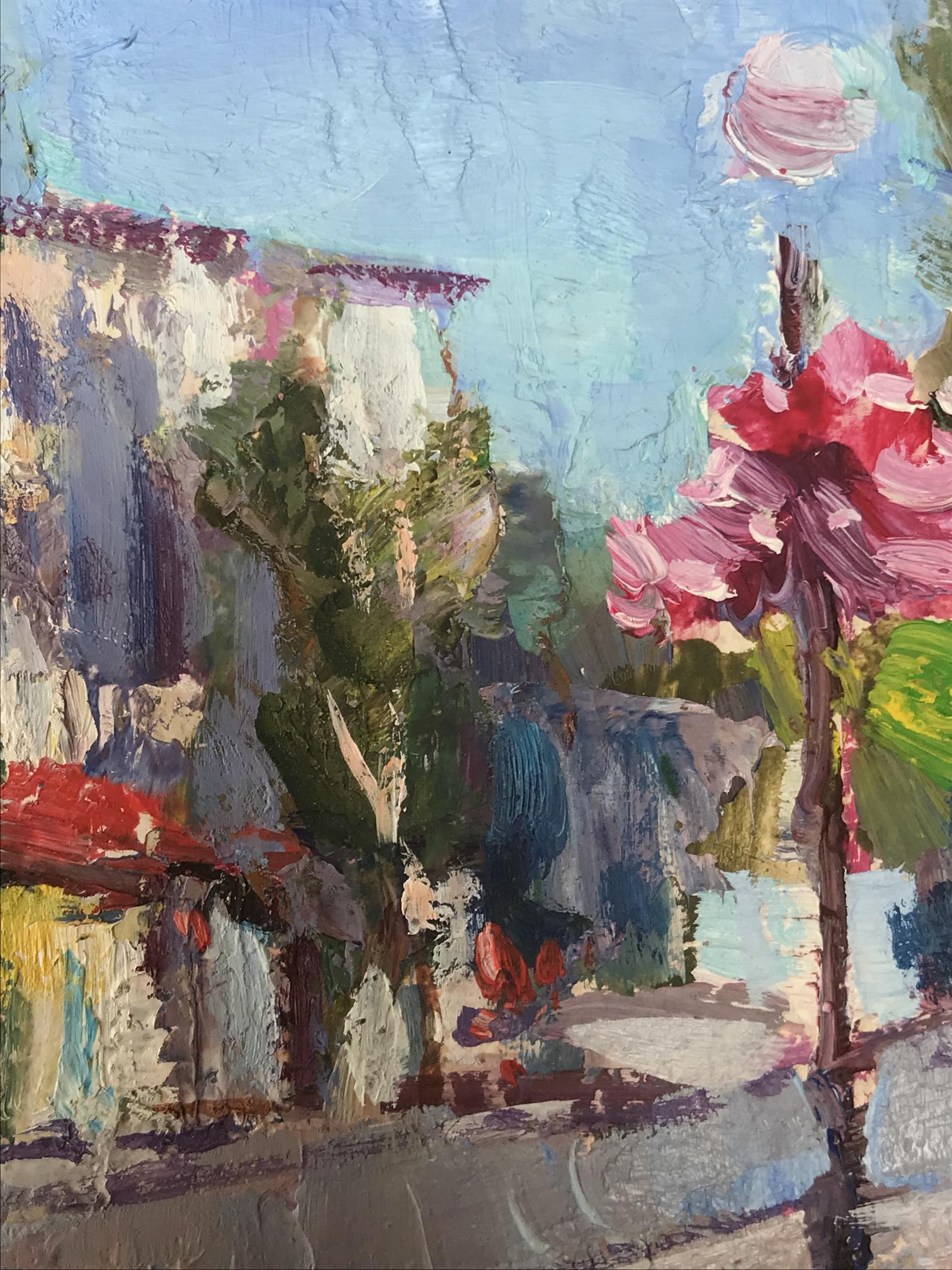 Nikolay Borisovich Kuzeminsky presents a cityscape in his oil painting