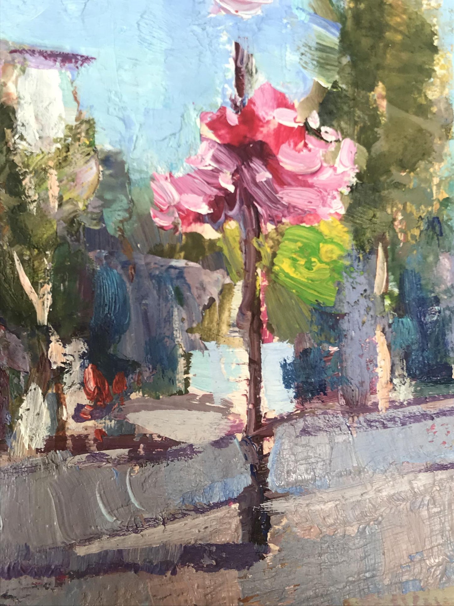 The urban scenery is captured in Nikolay Borisovich Kuzeminsky's oil artwork