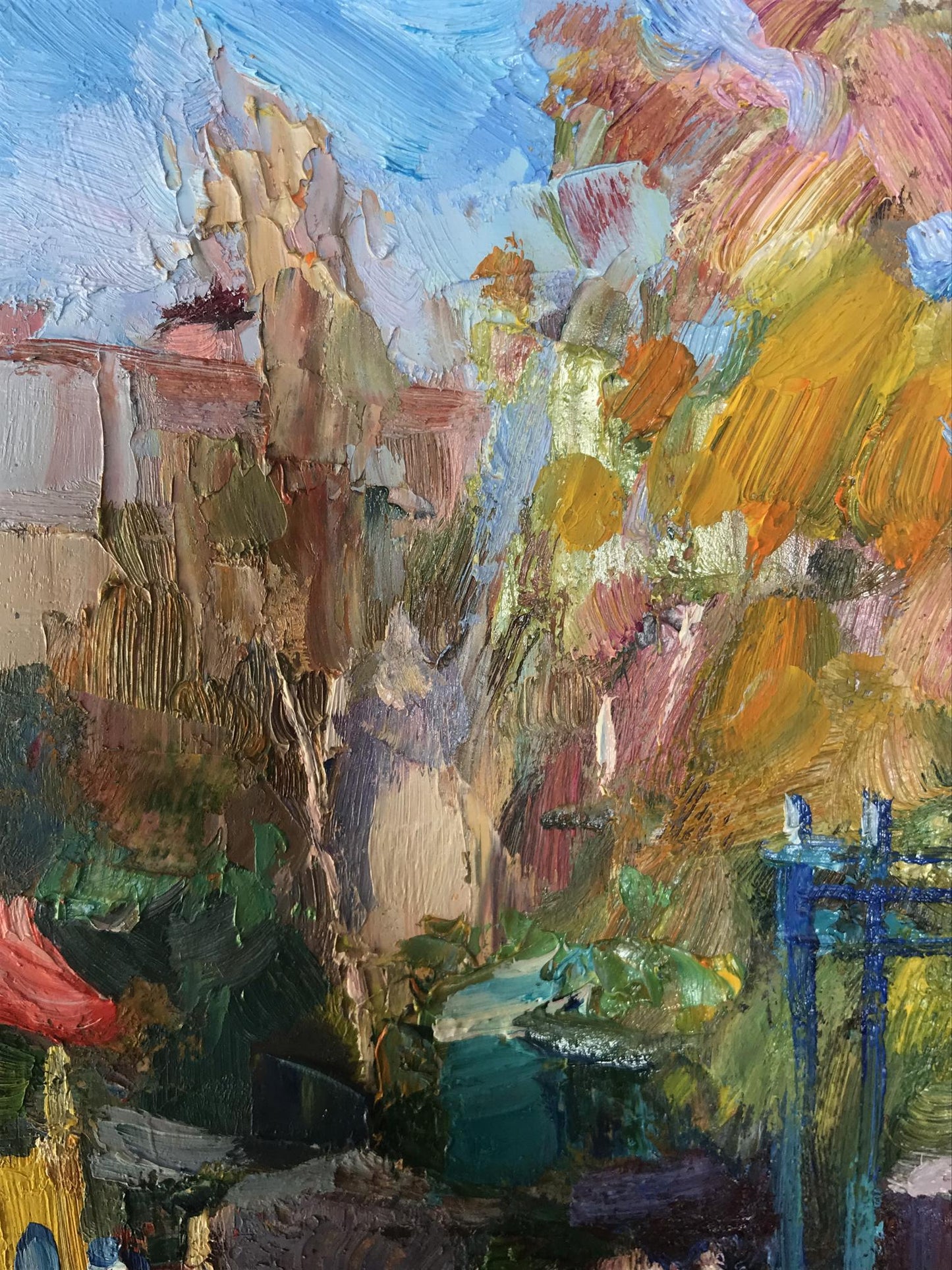 Oil painting Children's playground in the yard Kuzeminsky Nikolay Borisovich