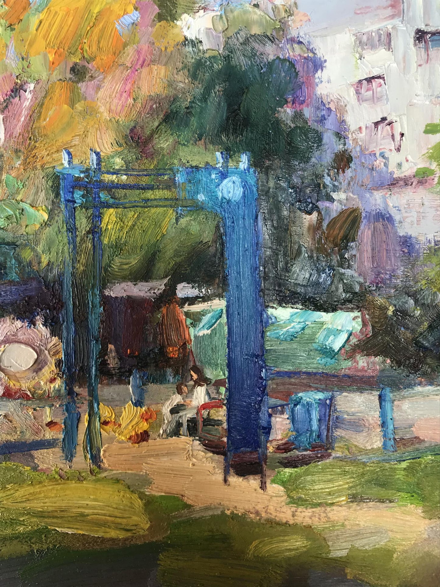 Oil painting Children's playground in the yard Kuzeminsky Nikolay Borisovich