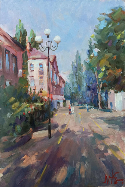 Oil painting Pokrov street central Kuzeminsky Nikolay Borisovich
