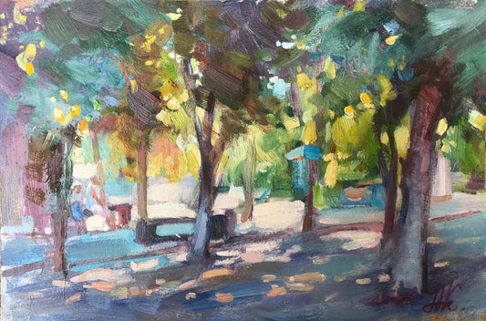 Oil painting Alley and dawn Kuzeminsky Nikolay Borisovich