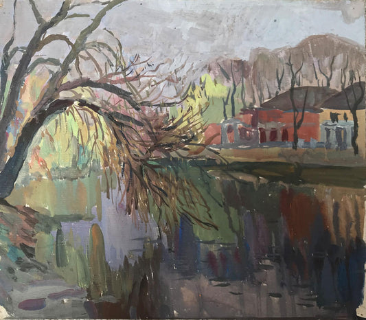 Oil painting By the river Unknown artist