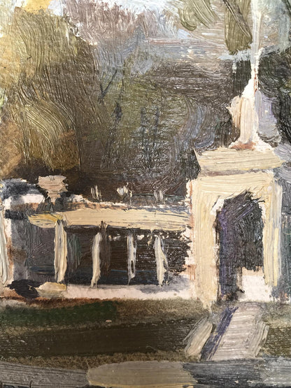 Oil painting City park Unknown artist