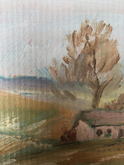 Oil painting House on the outskirts Unknown artist
