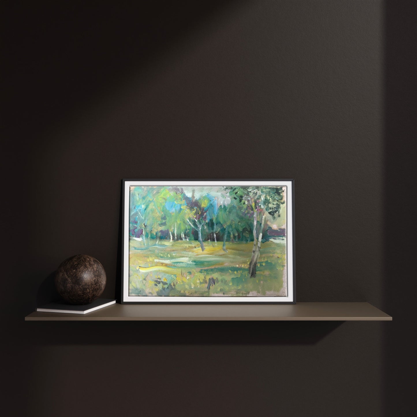 Oil painting Yellow flowers in the forest Unknown artist