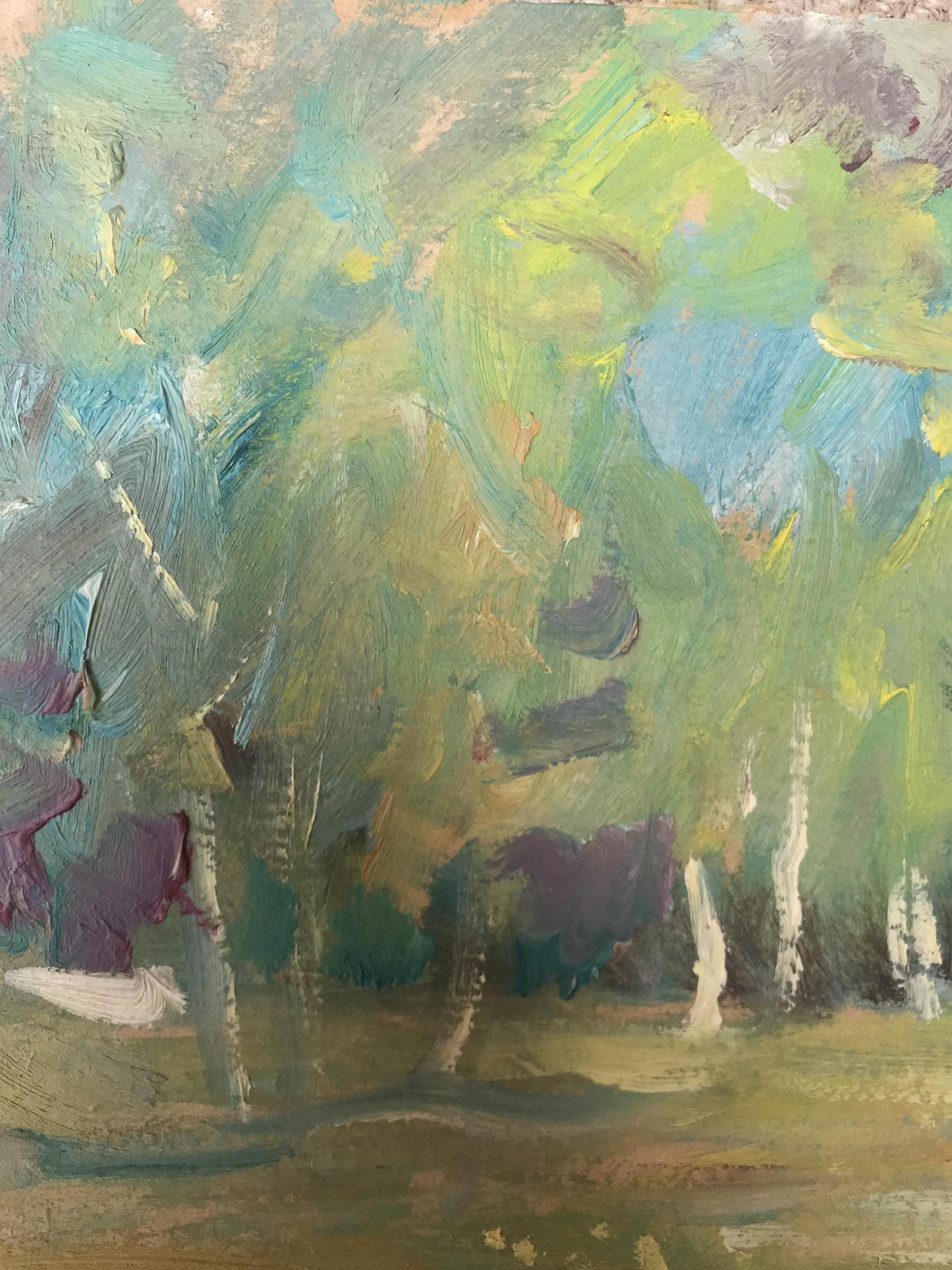 Oil painting Yellow flowers in the forest Unknown artist