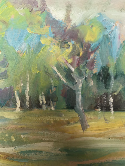 Oil painting Yellow flowers in the forest Unknown artist