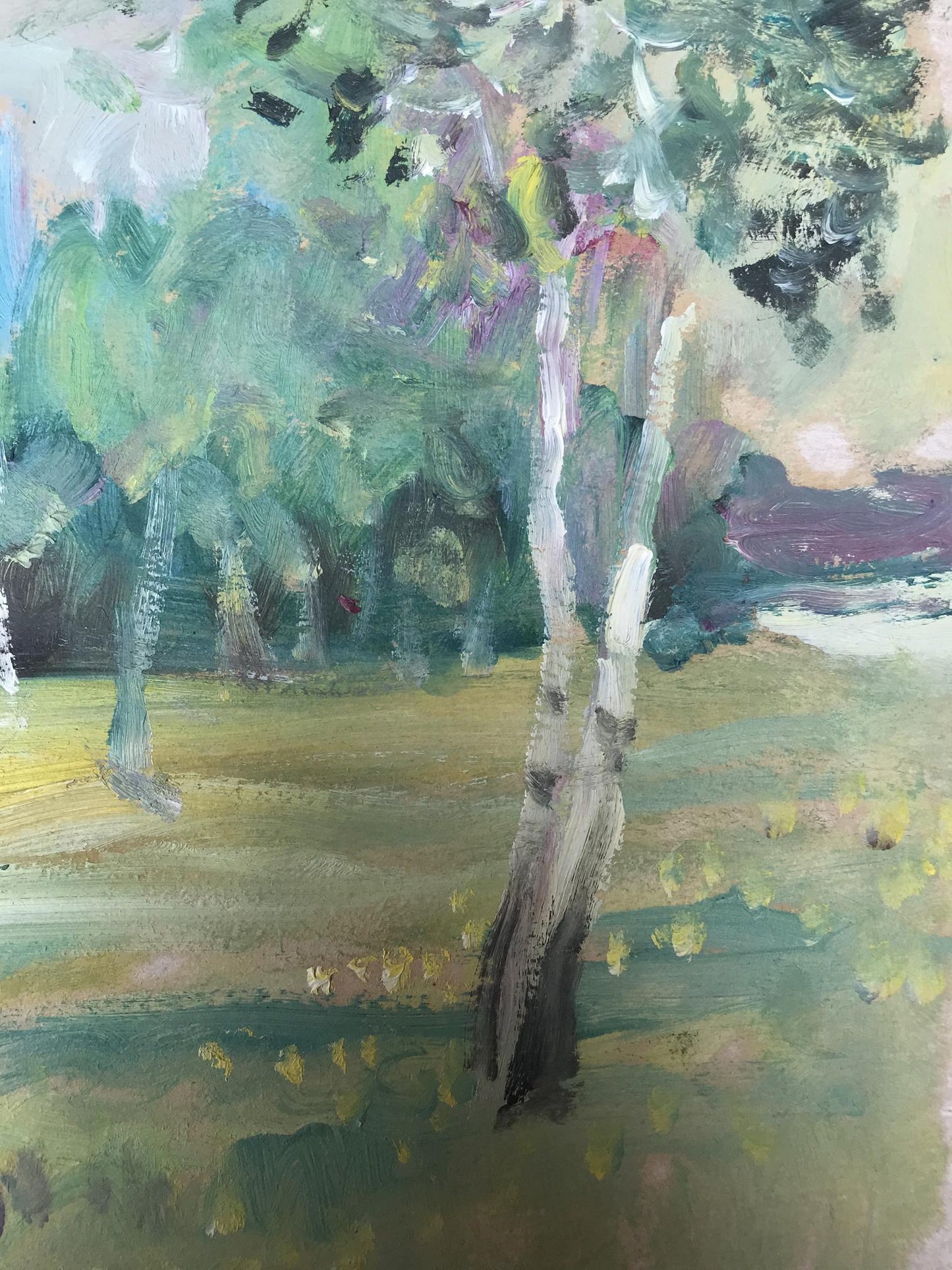 Oil painting Yellow flowers in the forest Unknown artist