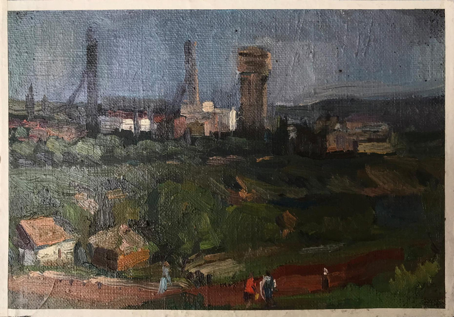 Cityscape by an Unknown Artist, an oil painting capturing urban vistas.