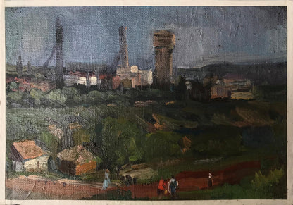 Cityscape by an Unknown Artist, an oil painting capturing urban vistas.