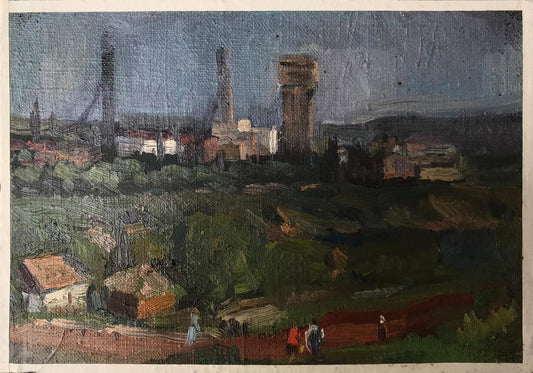 Cityscape by an Unknown Artist, an oil painting capturing urban vistas.