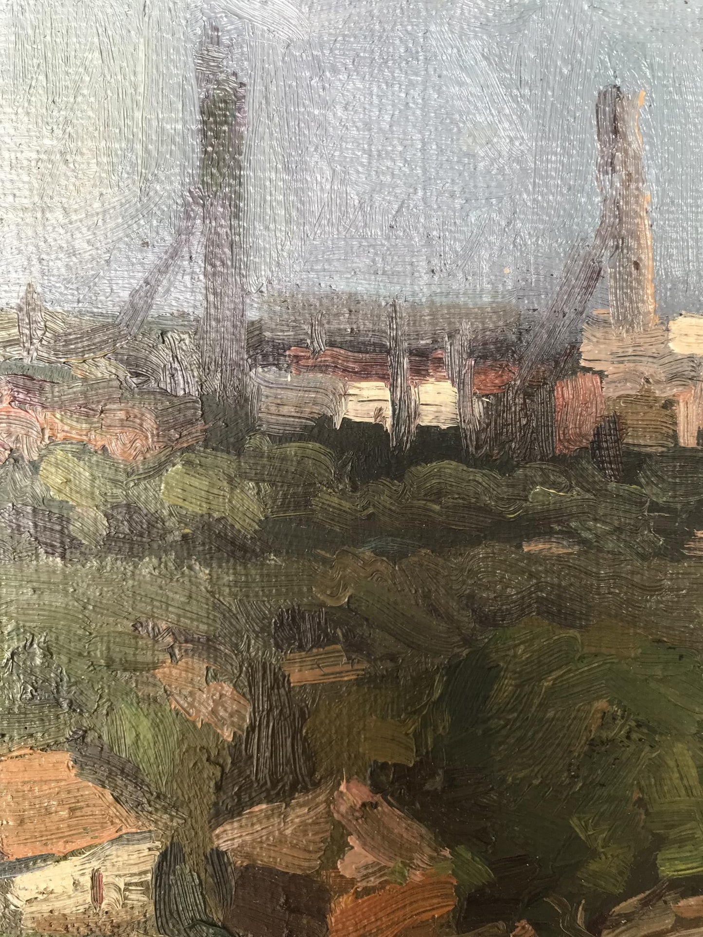 Cityscape by an Unknown Artist, an oil masterpiece showcasing architectural marvels.