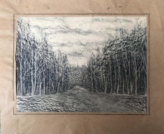 Graphic painting Winter forest Unknown artist