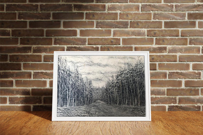 Graphic painting Winter forest Unknown artist
