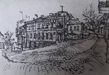 Graphic painting Ancient city Unknown artist