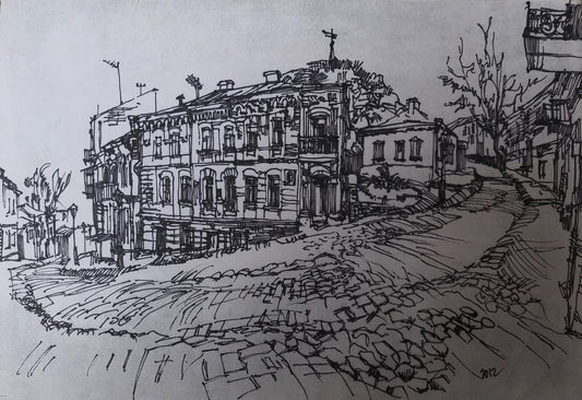 Graphic painting Ancient city Unknown artist