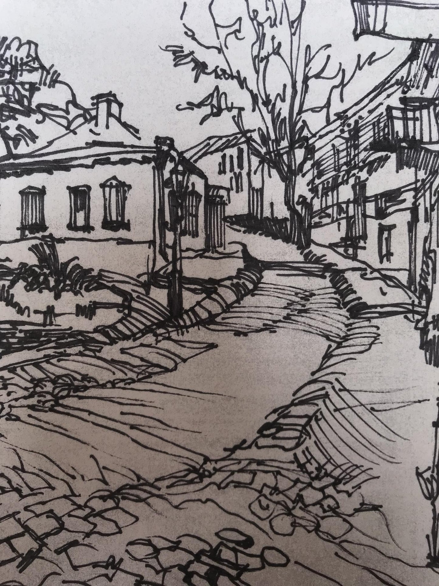 An unidentified artist's graphic artwork captures the essence of an ancient city