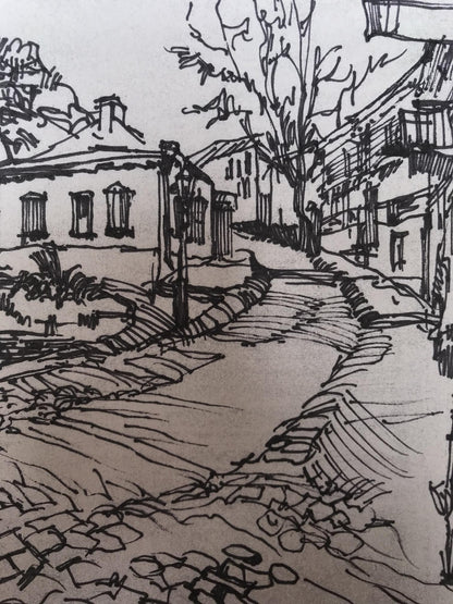 An unidentified artist's graphic artwork captures the essence of an ancient city