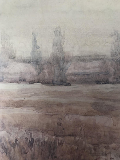 Watercolor painting The coming of winter Unknown artist