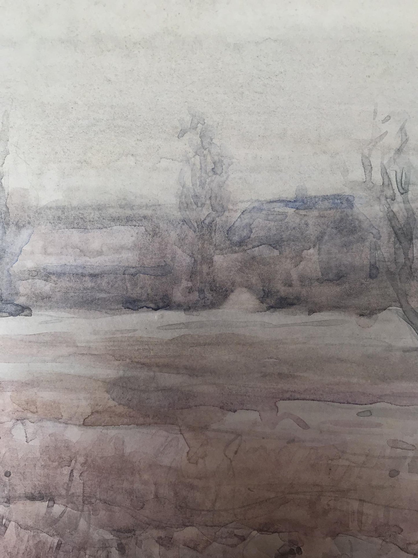 Watercolor painting The coming of winter Unknown artist
