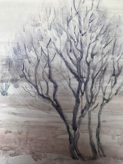 Watercolor painting The coming of winter Unknown artist