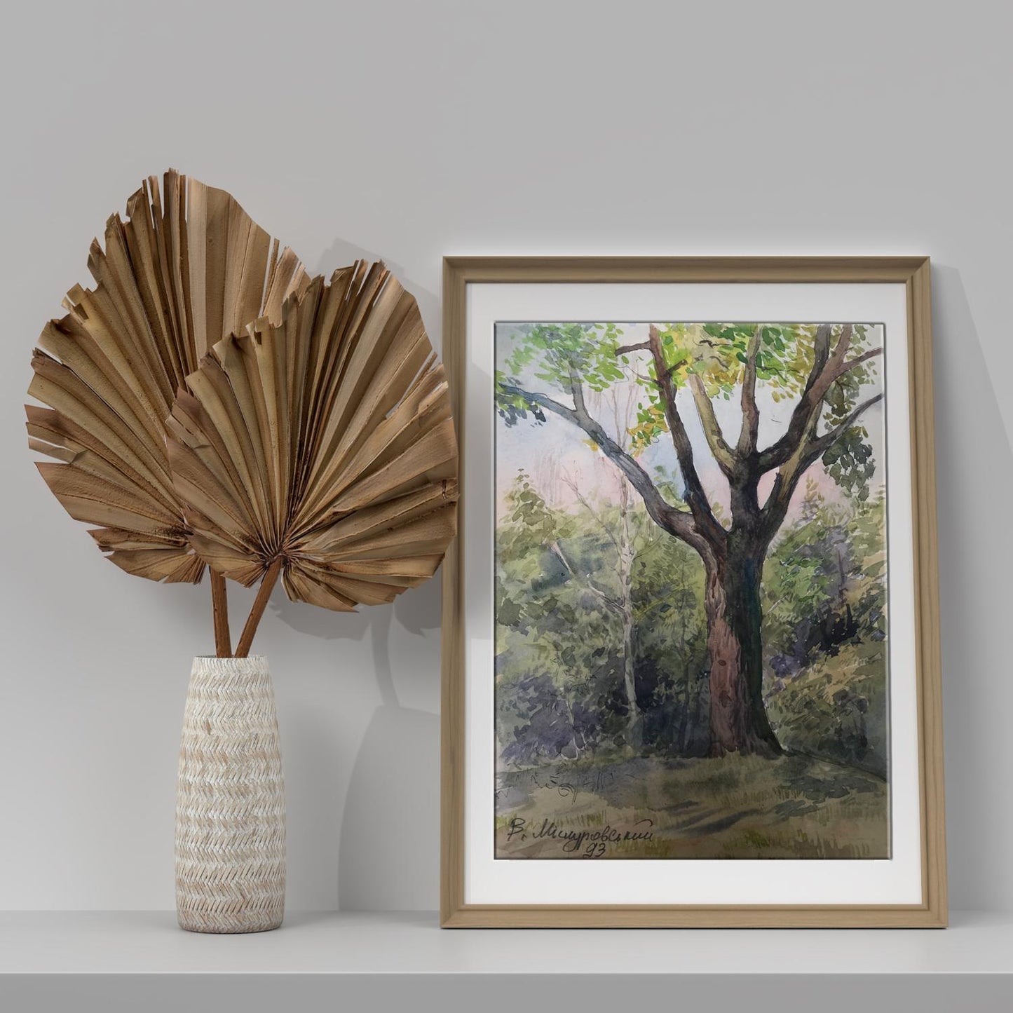 Watercolor painting tree 