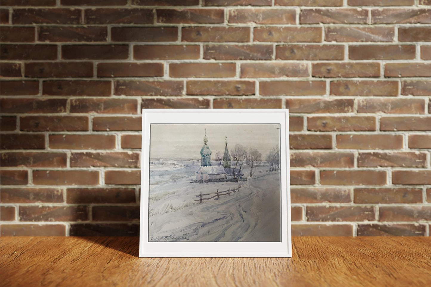 Watercolor painting Cold winter 