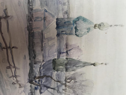Watercolor painting Winter Nature Landscape 