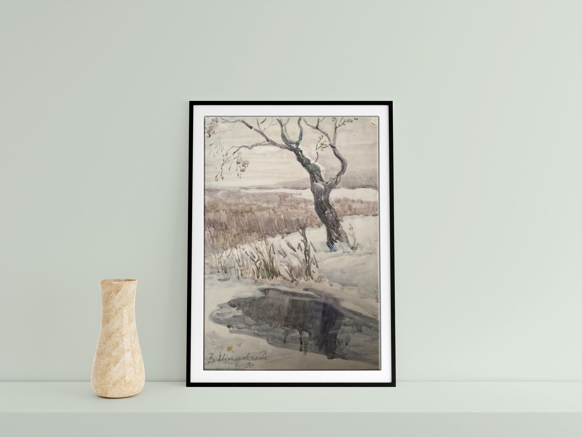 Watercolor painting Winter