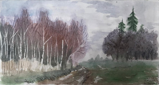 Watercolor painting Autumn came Unknown artist