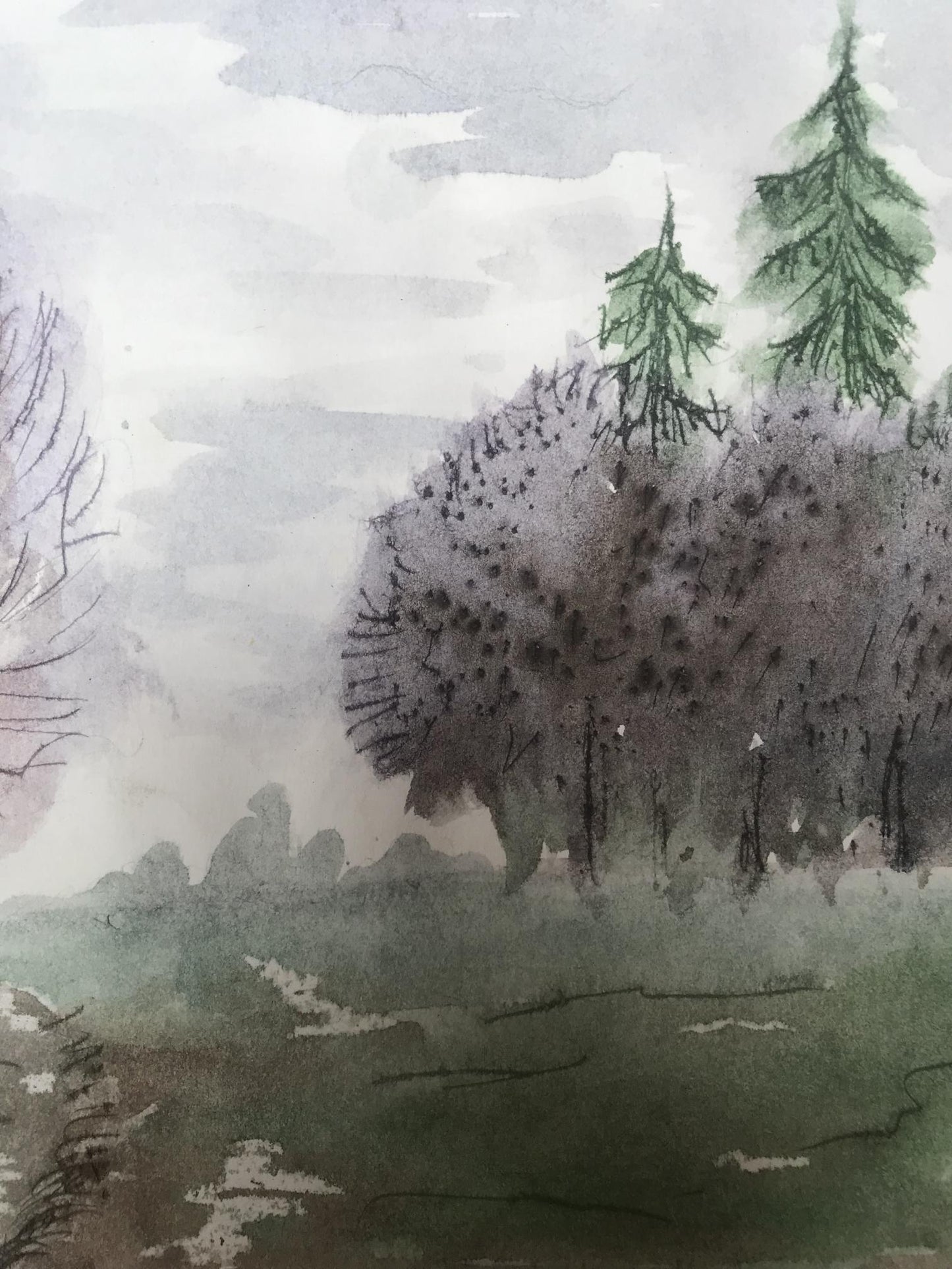 Watercolor painting Autumn came Unknown artist