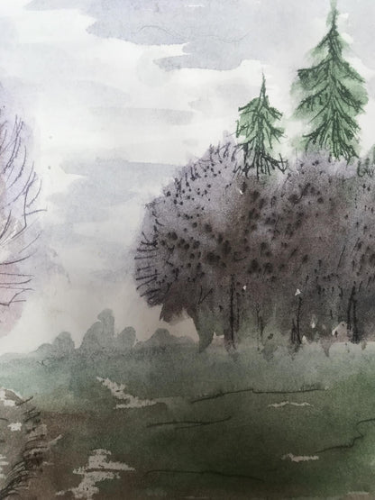 Watercolor painting Autumn came Unknown artist