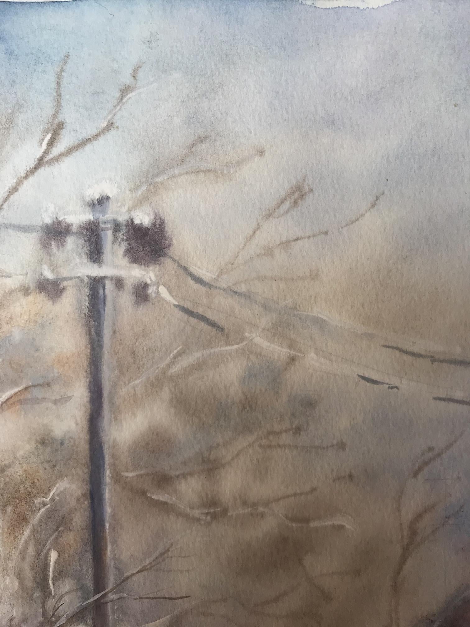 Watercolor artwork featuring "Streets in the Snow" by Victor Wihyrovskii