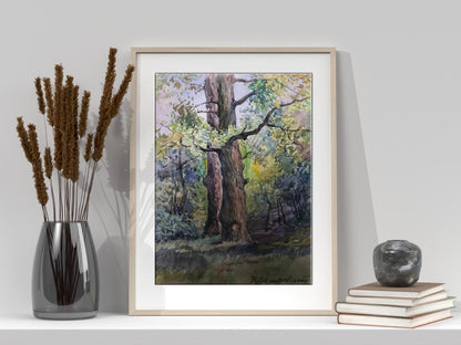 Watercolor painting forest 