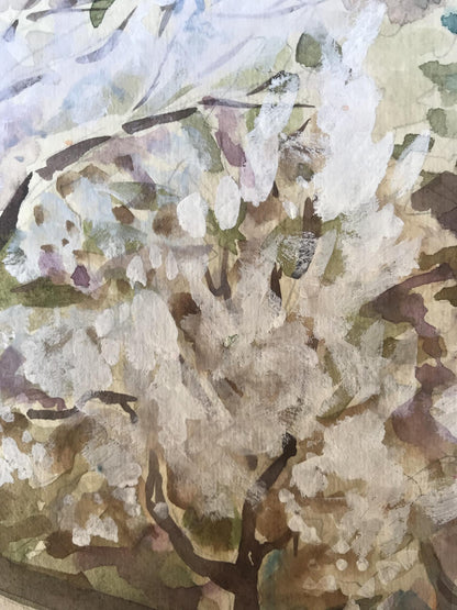Watercolor painting Trees bloom Unknown artist