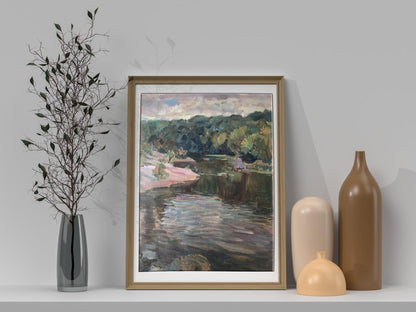 Oil painting River in the forest Unknown artist