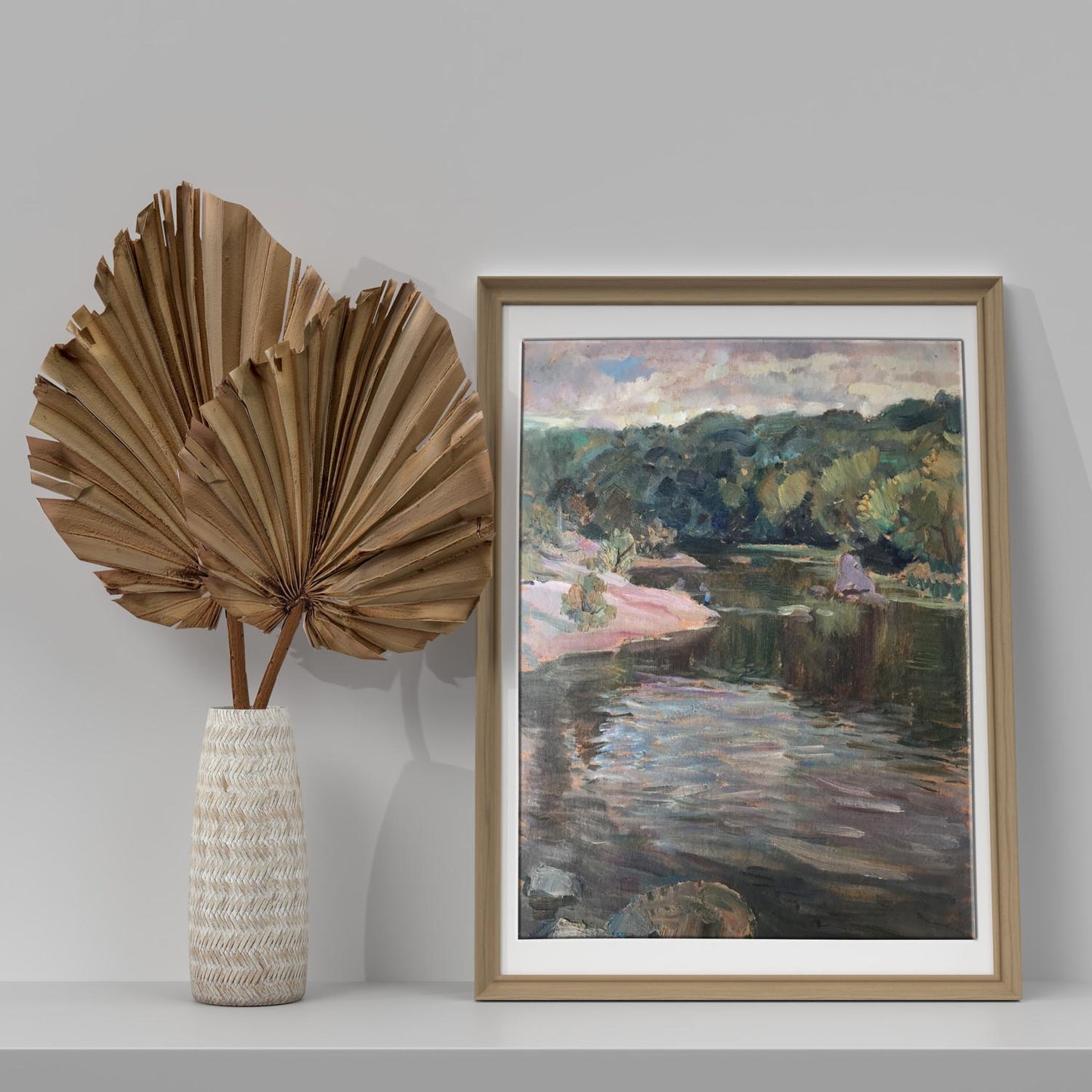 Oil painting River in the forest Unknown artist