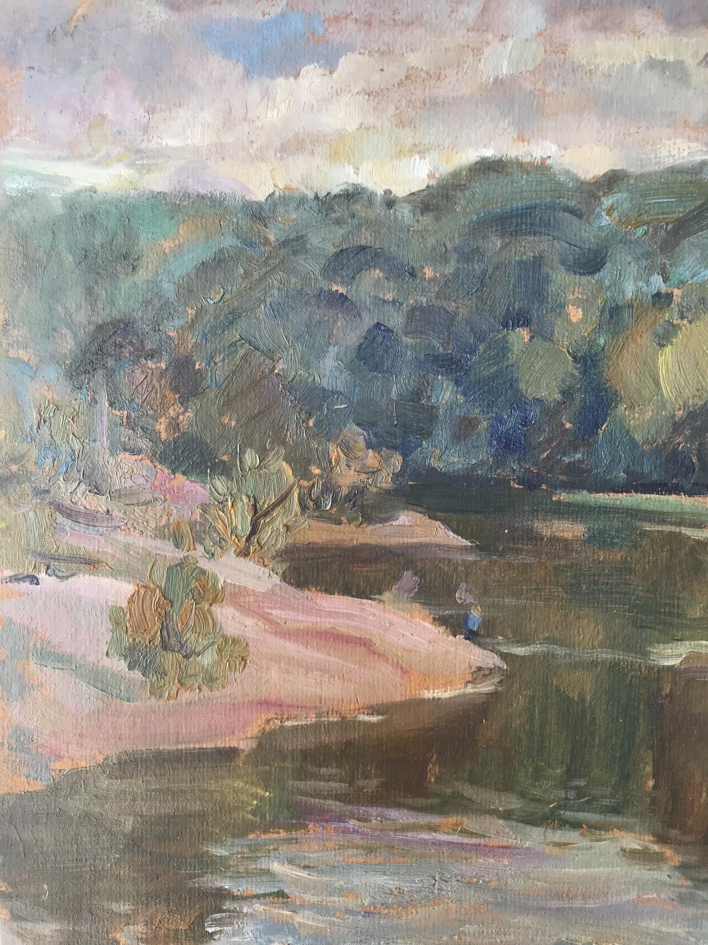 Oil painting River in the forest Unknown artist