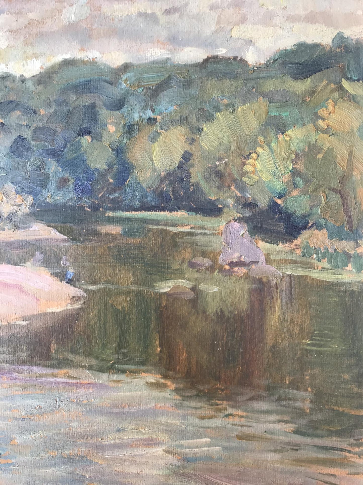 Oil painting River in the forest Unknown artist