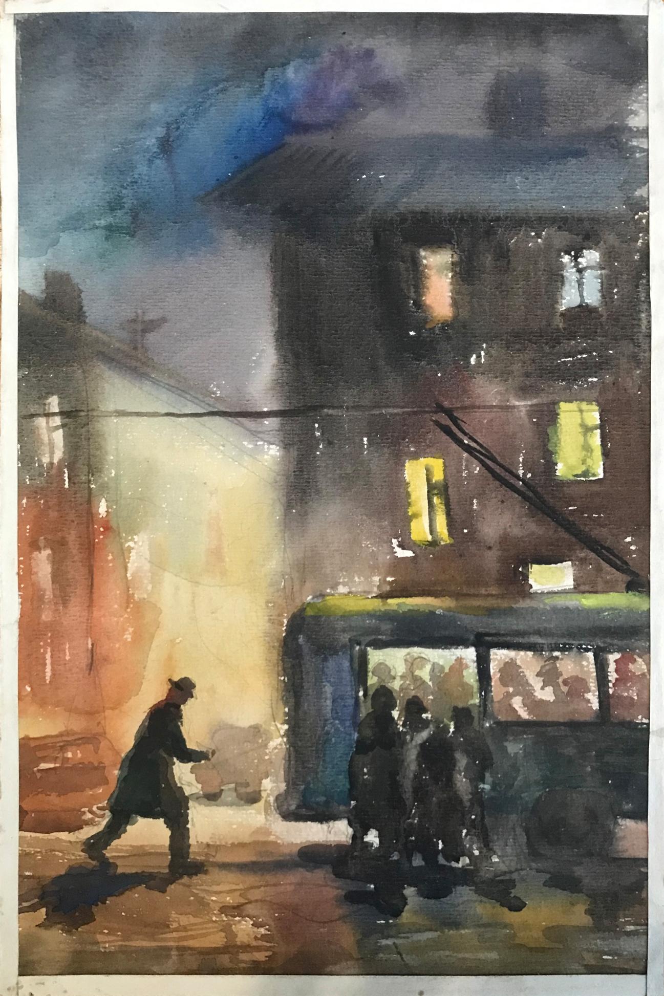 Watercolor painting Cityscape