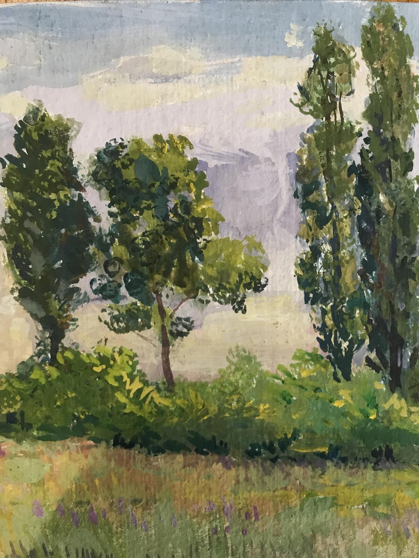 Tempera painting Summer Nature Landscape 