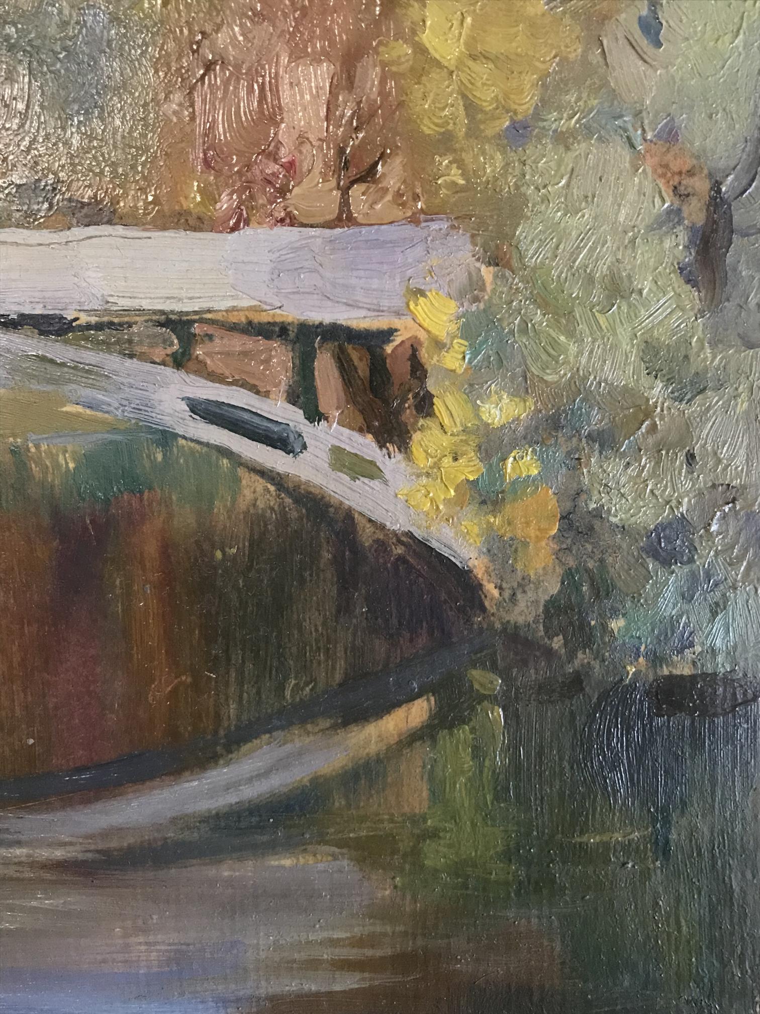 Through their work, the unknown artist brings to life the peaceful ambiance of a river crossing