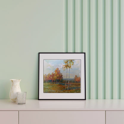Oil painting Golden forest landscape Unknown artist