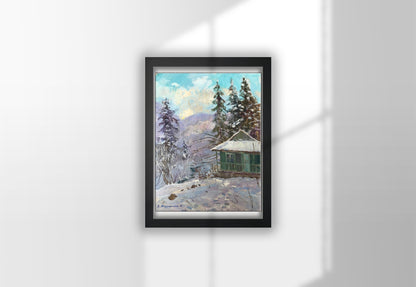 Oil painting Winter Nature Landscape 