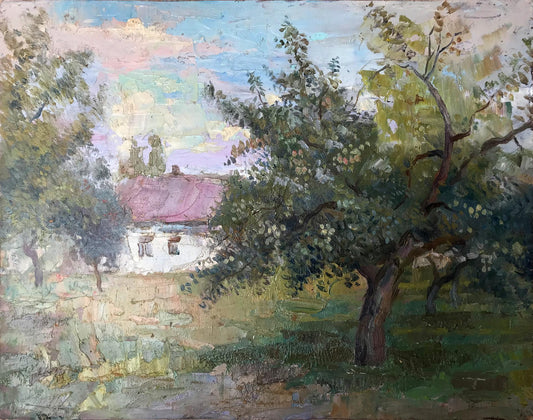 Oil painting Apple tree in Shevchenkove Myshurovsky Victor